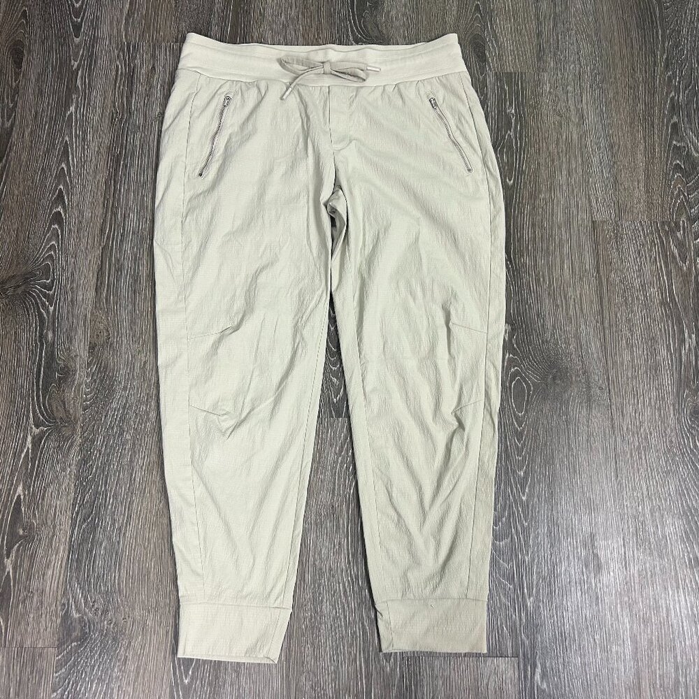 ATHLETA Tan/Cream Nylon Trekkie Hiking Pants Windstopper Joggers Size 14